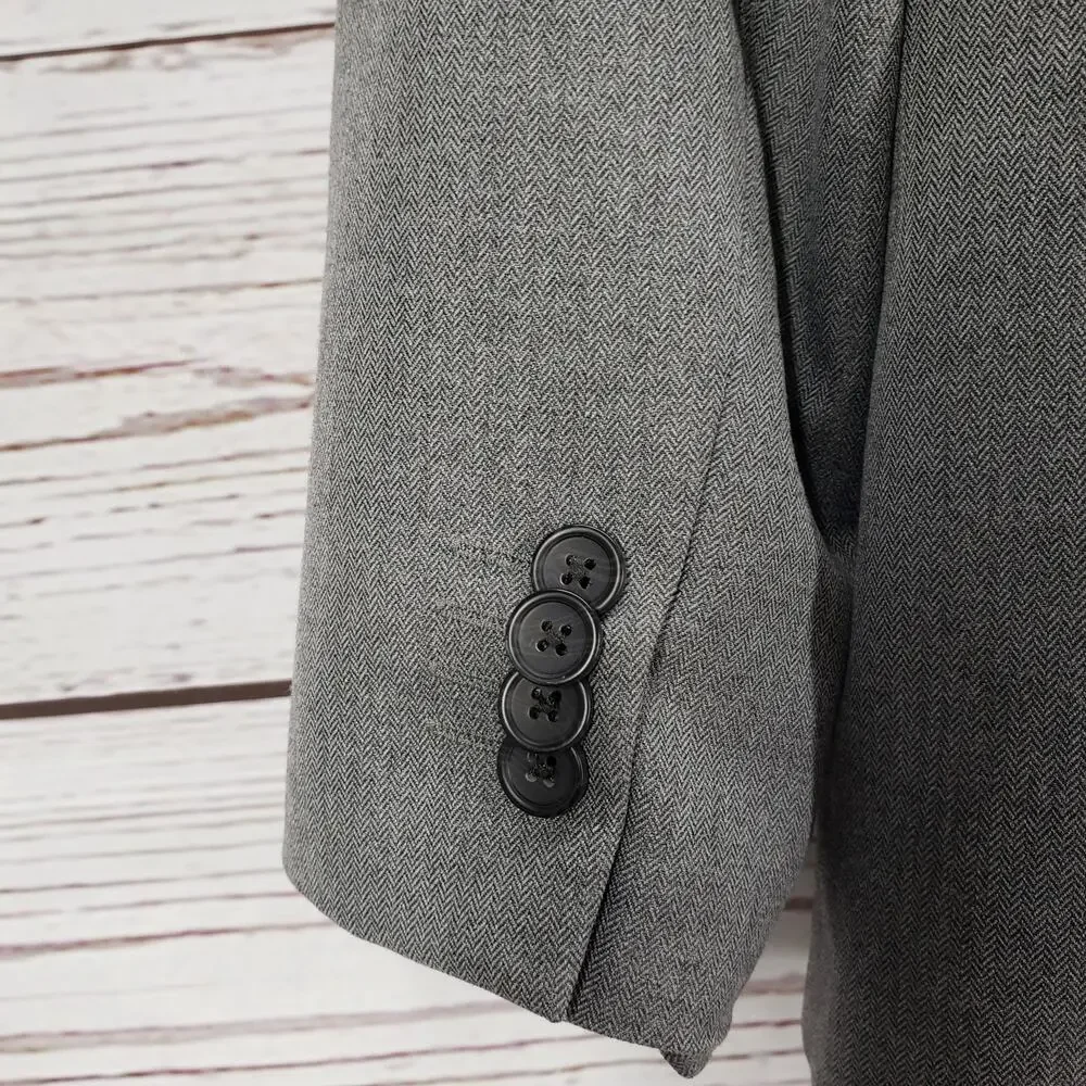 Banana Republic Gray Herringbone Standard Fit Sportscoat Blazer Jacket 40R
